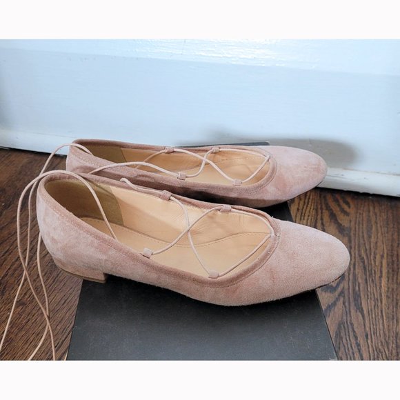 J. Crew Nude Suede Lace-up Flats (Size 6.5) - Picture 2 of 7